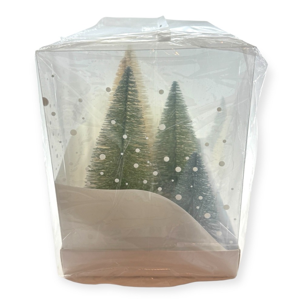 Crate & Barrel Sage & Silver Bottle Brush Christmas Trees Set of 8 New Sealed - Picture 3 of 6